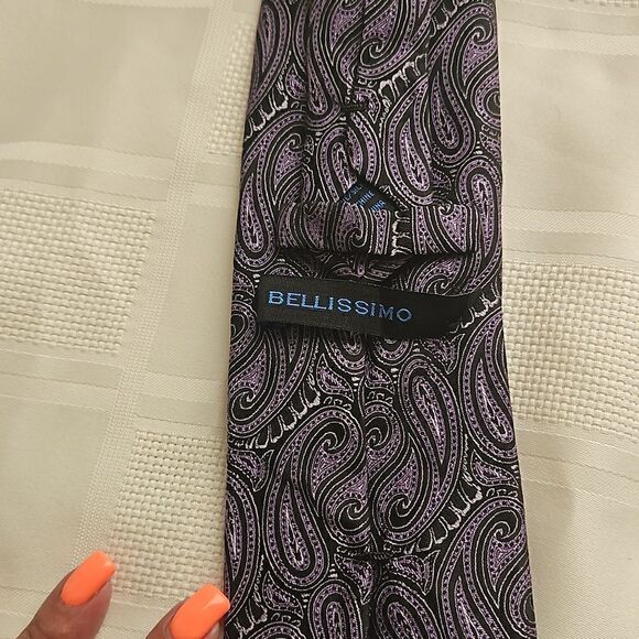 Bellissimo Silk Tie Purple/ Black - Picture 5 of 16